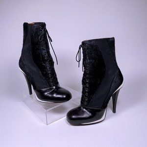 FENDI Black Leather/Calf Hair Booties Fall 2012